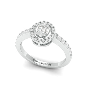Oval Solitaire-Look Platinum Diamond Ring for Women JL PT 1004   Jewelove