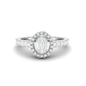 Oval Solitaire-Look Platinum Diamond Ring for Women JL PT 1004   Jewelove