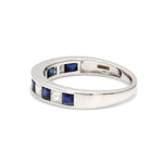 Load image into Gallery viewer, Platinum Blue Sapphire Diamond Princess Cut Wedding Ring JL PT 1012
