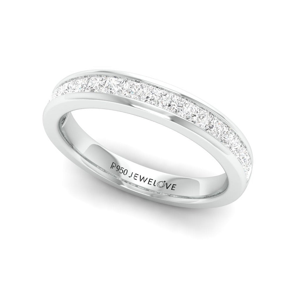 Princess Cut Diamond Platinum Half Eternity Wedding Band for Women JL PT 1005   Jewelove