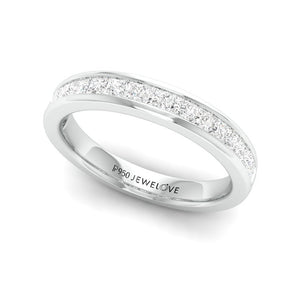 Princess Cut Diamond Platinum Half Eternity Wedding Band for Women JL PT 1005   Jewelove