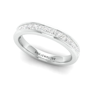Princess Cut Diamond Platinum Half Eternity Wedding Band for Women JL PT 1005