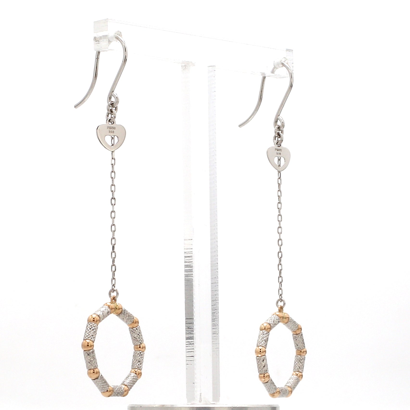 Japanese Platinum Earrings with Rose Gold for Women JL PT E 280   Jewelove.US