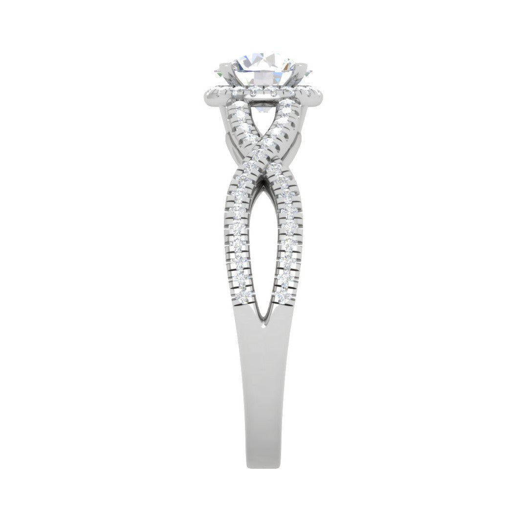 0.50 cts Solitaire Single Halo Diamond Split Shank Platinum Diamond Ring JL PT RH RD 193   Jewelove.US