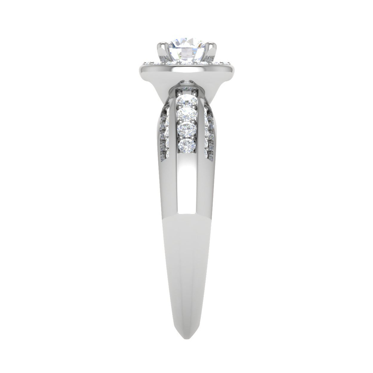 0.50 cts Solitaire Halo Diamond Split Shank Platinum Ring JL PT RP RD 210   Jewelove.US