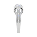 Load image into Gallery viewer, 0.50cts Solitaire Halo Diamond Split Shank Baguette Platinum Ring JL PT WB5929E   Jewelove.US
