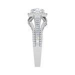 Load image into Gallery viewer, 0.50cts Solitaire Halo Diamond Split Shank Baguette Platinum Ring JL PT WB5929E   Jewelove.US
