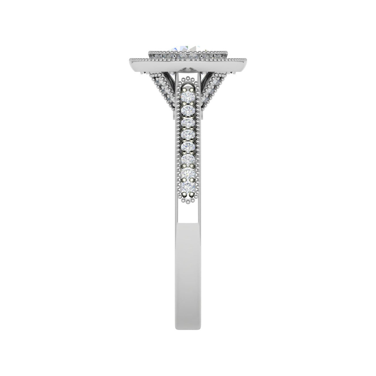 0.70 cts Solitaire Halo Diamond Shank Platinum Ring JL PT RH RD 128   Jewelove.US
