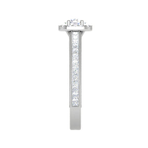 0.50 cts Solitaire Halo Diamond Platinum with Princess cut Side Diamond Ring JL PT RH RD 192   Jewelove.US