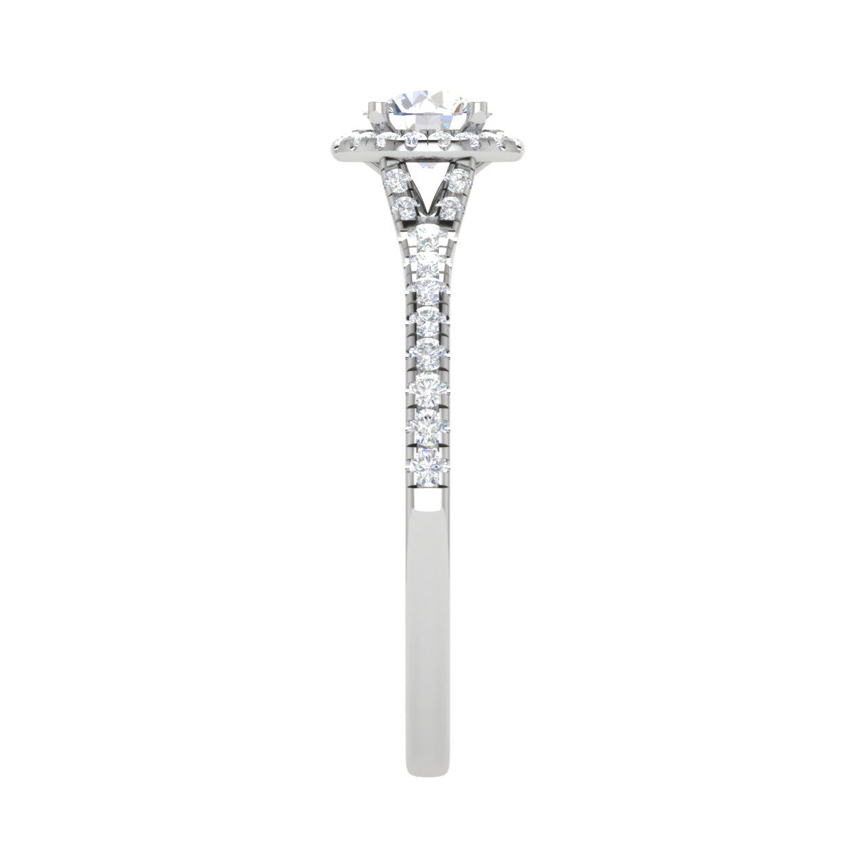 0.50 cts Solitaire Halo Diamond Shank Platinum Ring JL PT RH RD 233   Jewelove.US