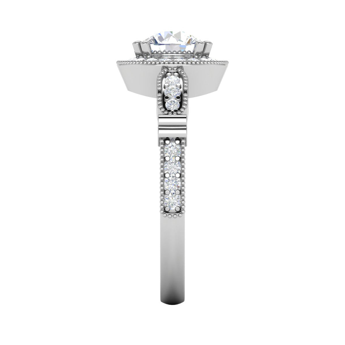 0.70cts Solitaire Halo Diamond Shank Platinum Diamond Ring JL PT RH RD 155   Jewelove.US