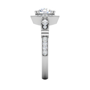 0.70cts Solitaire Halo Diamond Shank Platinum Diamond Ring JL PT RH RD 155   Jewelove.US