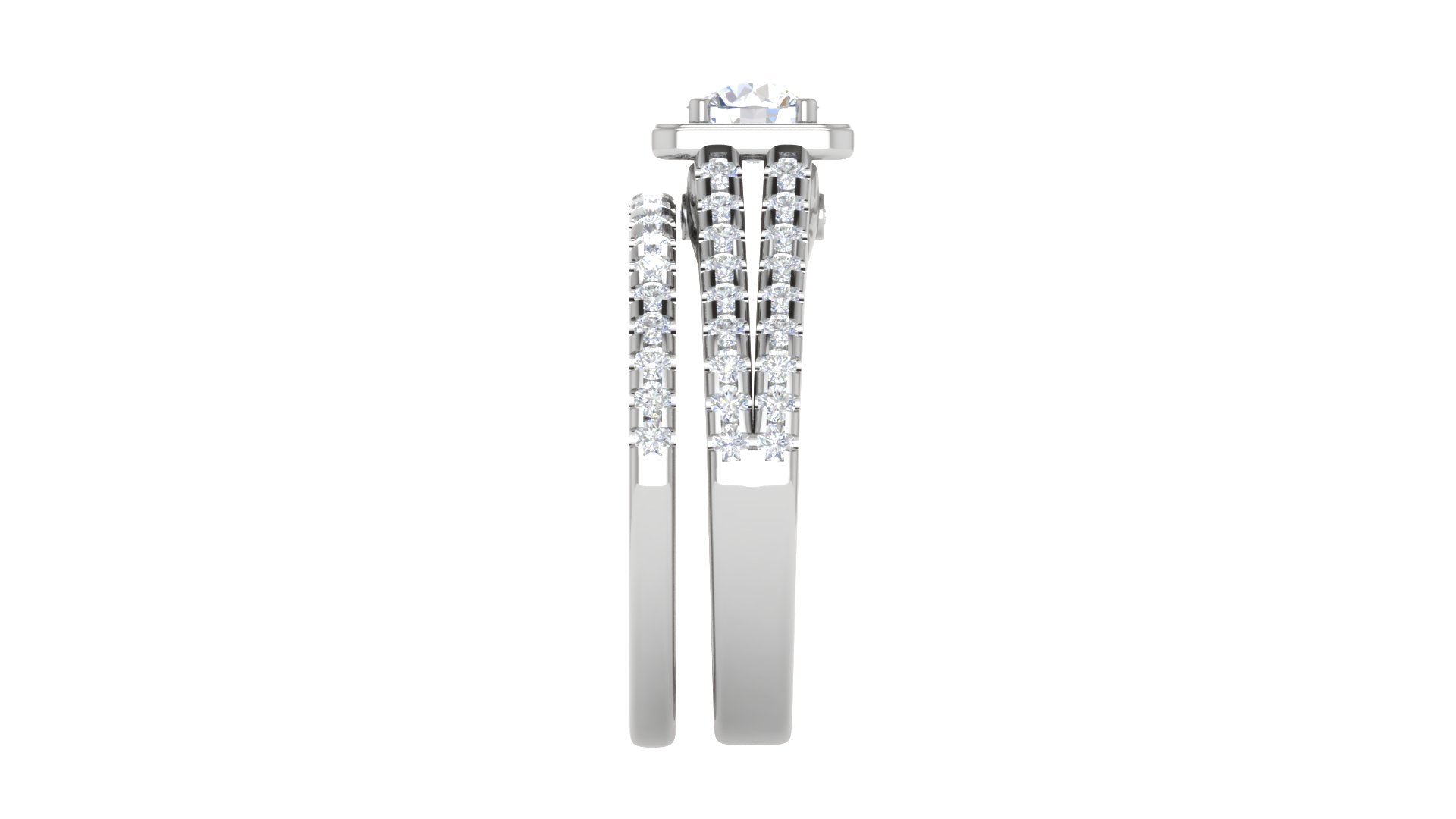 0.50 cts Platinum Solitaire Square Halo Split Ring for Women JL PT RH RD 300   Jewelove