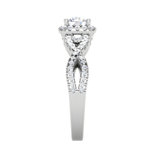 0.50 cts Halo Diamond Twisted Shank Solitaire Platinum Ring JL PT RH RD 181   Jewelove.US