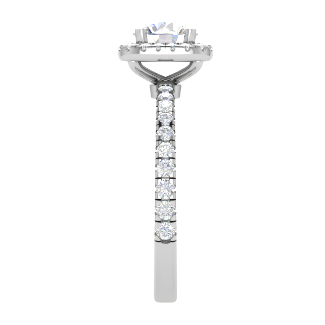 0.70 cts Solitaire with Square Halo Diamond Shank Platinum Ring JL PT RH RD 108   Jewelove.US