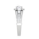 Load image into Gallery viewer, 0.30 cts. Solitaire Halo Split Shank with Baguette Diamond Platinum Engagement Ring JL PT WB5997E   Jewelove

