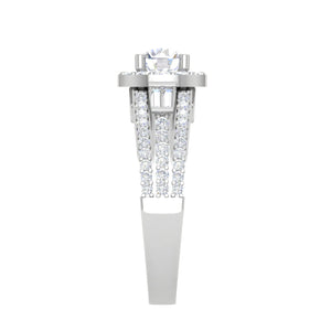0.30 cts. Solitaire Halo Split Shank with Baguette Diamond Platinum Engagement Ring JL PT WB5997E   Jewelove