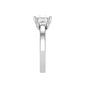 Three Stone Princess Cut Solitaire Diamond Platinum Ring JL PT R3 PR 126   Jewelove.US