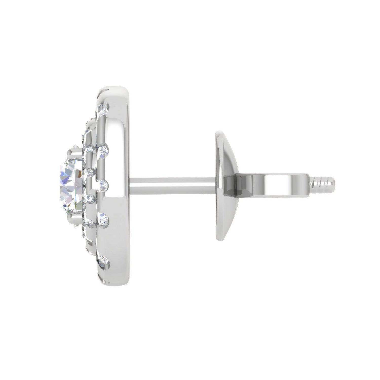 Platinum Solitaire Halo Earrings JL PT E SE RD 107   Jewelove