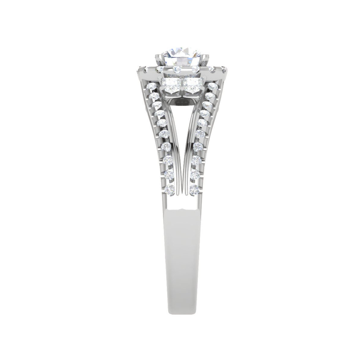 0.50cts Solitaire Halo Diamond Split Shank Platinum Ring JL PT 198   Jewelove.US