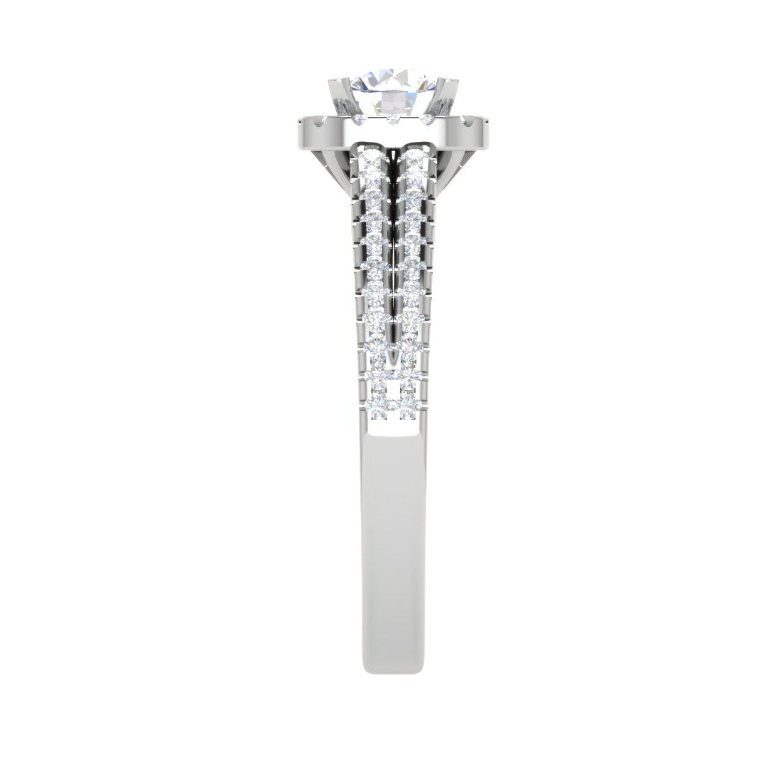 0.50 cts Solitaire Halo Diamond Split Shank Platinum Ring JL PT RH RD 296   Jewelove.US