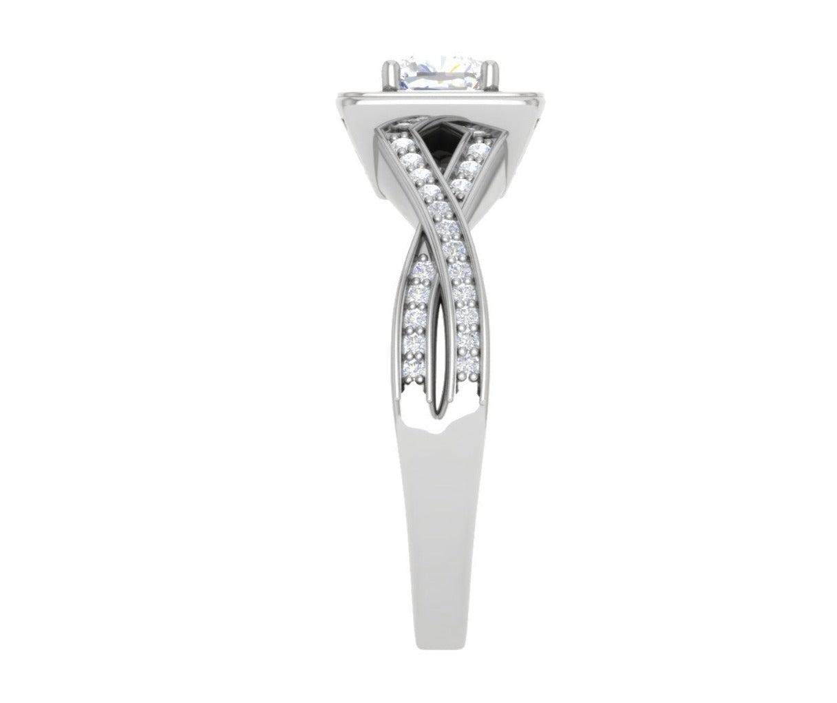 0.50 cts Cushion Solitaire Halo Diamond Twisted Shank Platinum Ring JL PT RH CU 255   Jewelove.US