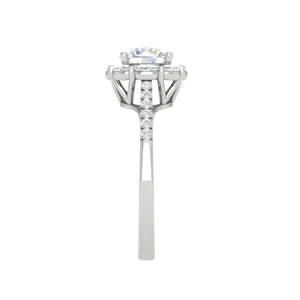 0.50cts Solitaire with Marquise Halo Diamond Shank Platinum Ring JL PT WB5928E   Jewelove.US