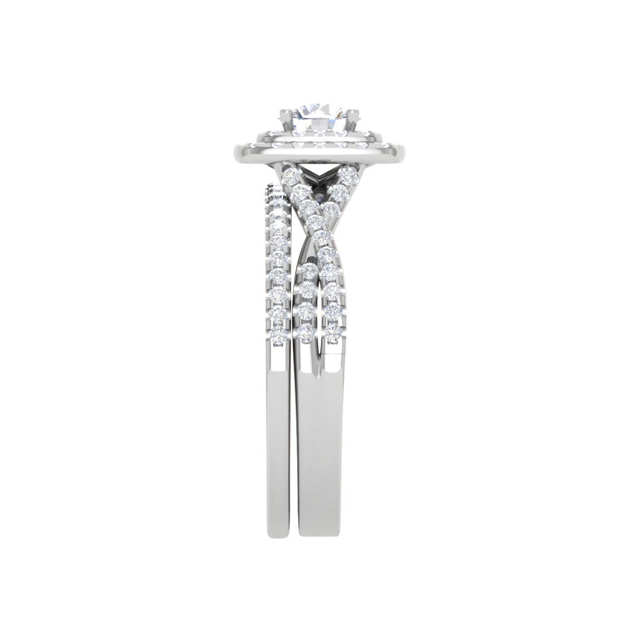 0.30 cts Solitaire Double Halo Diamond Twisted Shank Platinum Ring JL PT MHD277   Jewelove.US