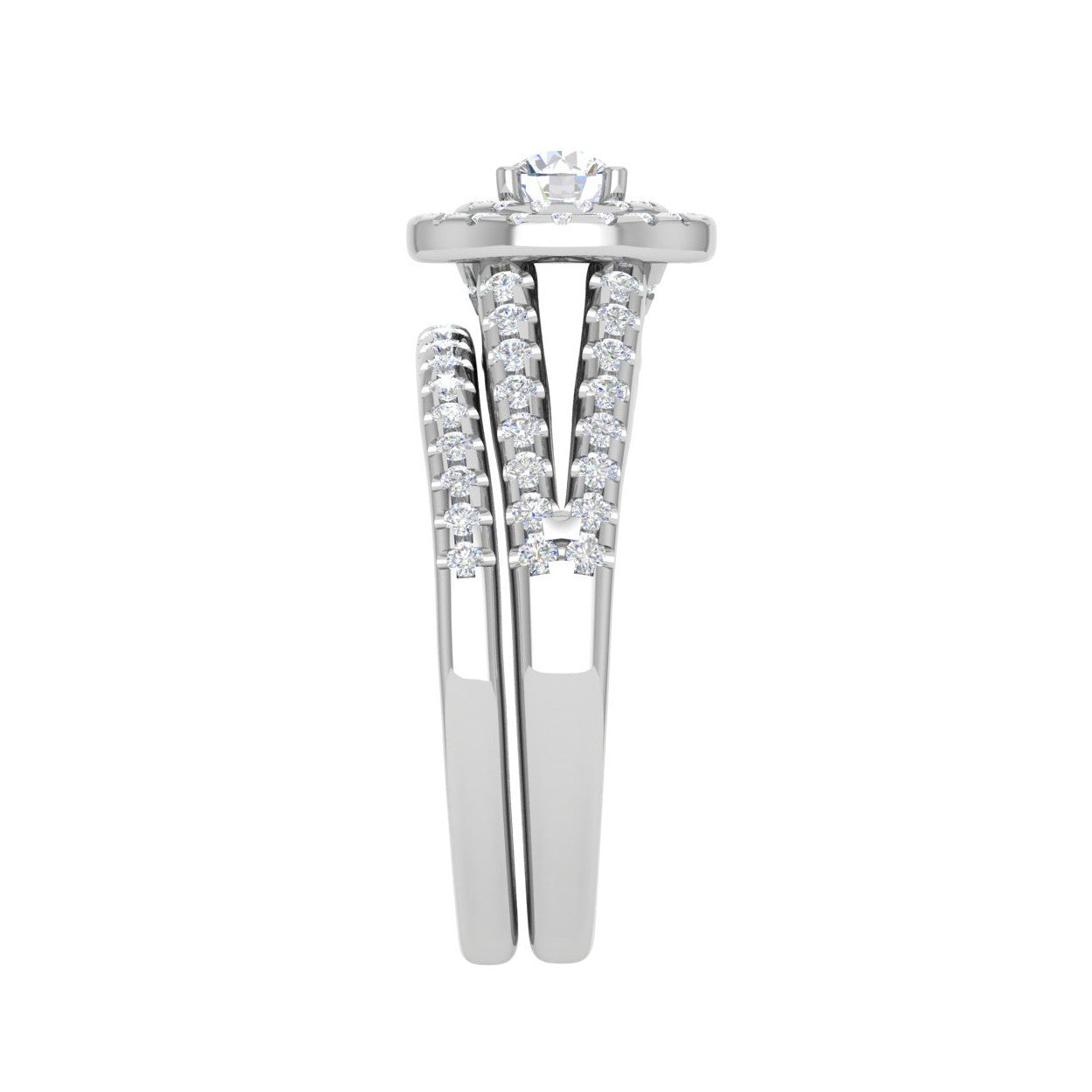 0.30 cts Solitaire Double Halo Diamond Split Shank Platinum Ring JL PT MHD272   Jewelove.US