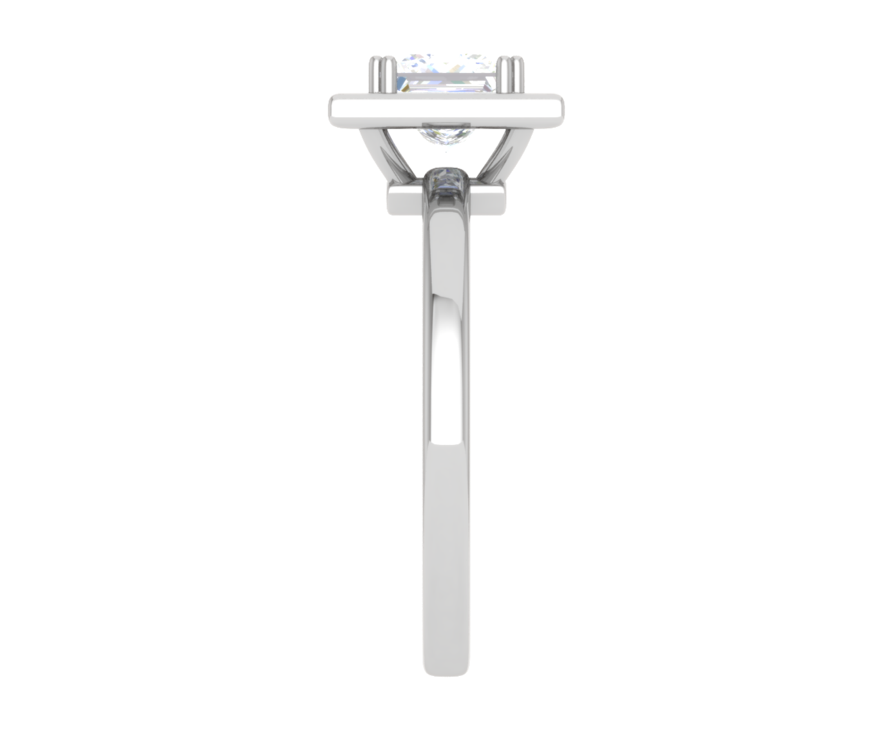 1 Carat Princess Cut Solitaire Square Halo Diamond Platinum Ring JL PT RH PR 165   Jewelove.US
