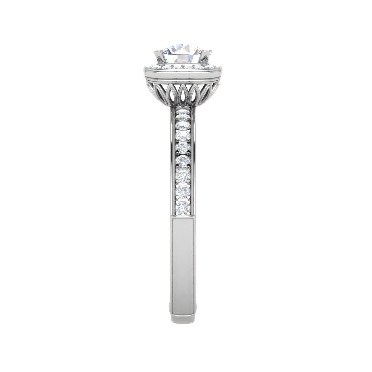 0.50 cts Solitaire Square Halod Diamond Shank Platinum Ring JL PT RH RD 190   Jewelove.US