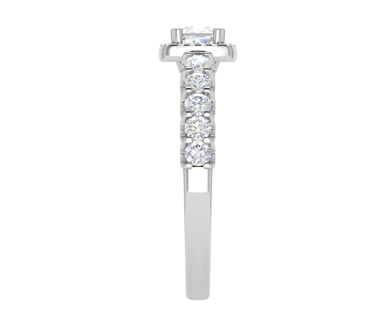 0.50 cts Princess Cut Solitaire Halo Diamond Shank Platinum Ring JL PT RH PR 292   Jewelove.US