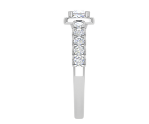 0.50 cts Princess Cut Solitaire Halo Diamond Shank Platinum Ring JL PT RH PR 292   Jewelove.US