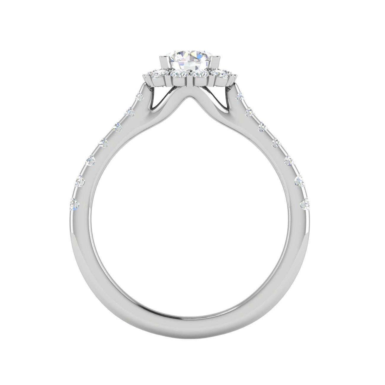 0.50 cts Halo Diamond Shank Solitaire Platinum Ring JL PT RH RD 143   Jewelove.US