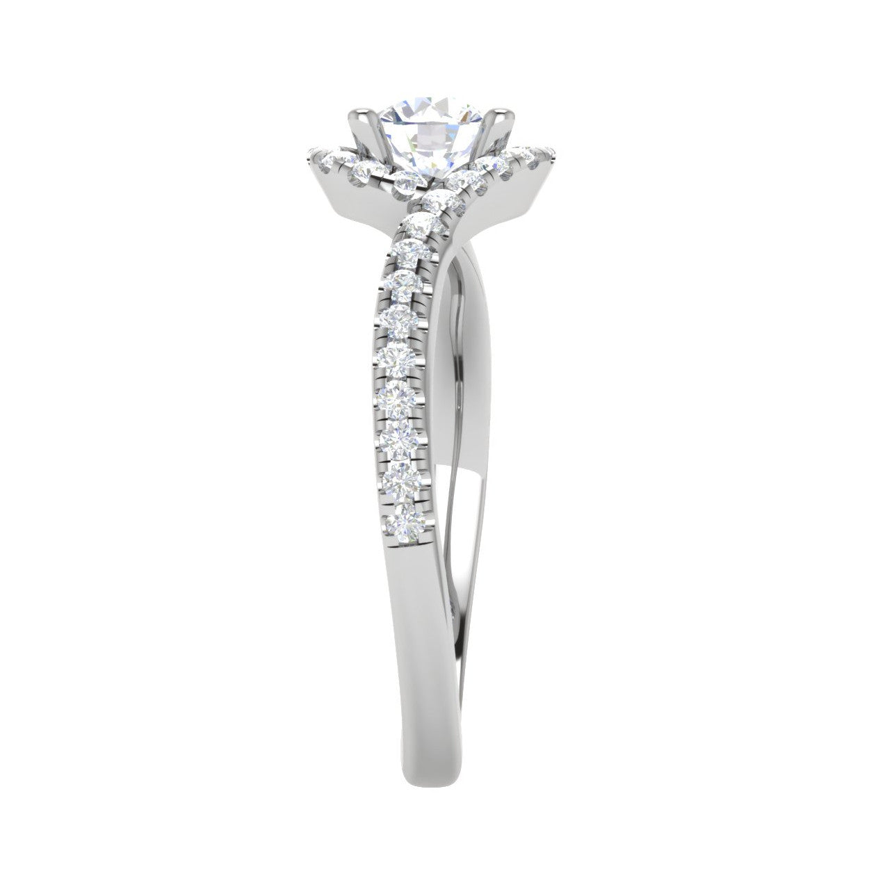 0.50 cts. Platinum Solitaire Ring with Twisted Diamond Shank JL PT RH RD 225   Jewelove.US