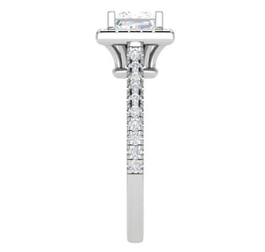 1 Carat Princess Cut Solitaire Square Halo Diamond Shank Platinum Ring JL PT RH PR 130   Jewelove.US