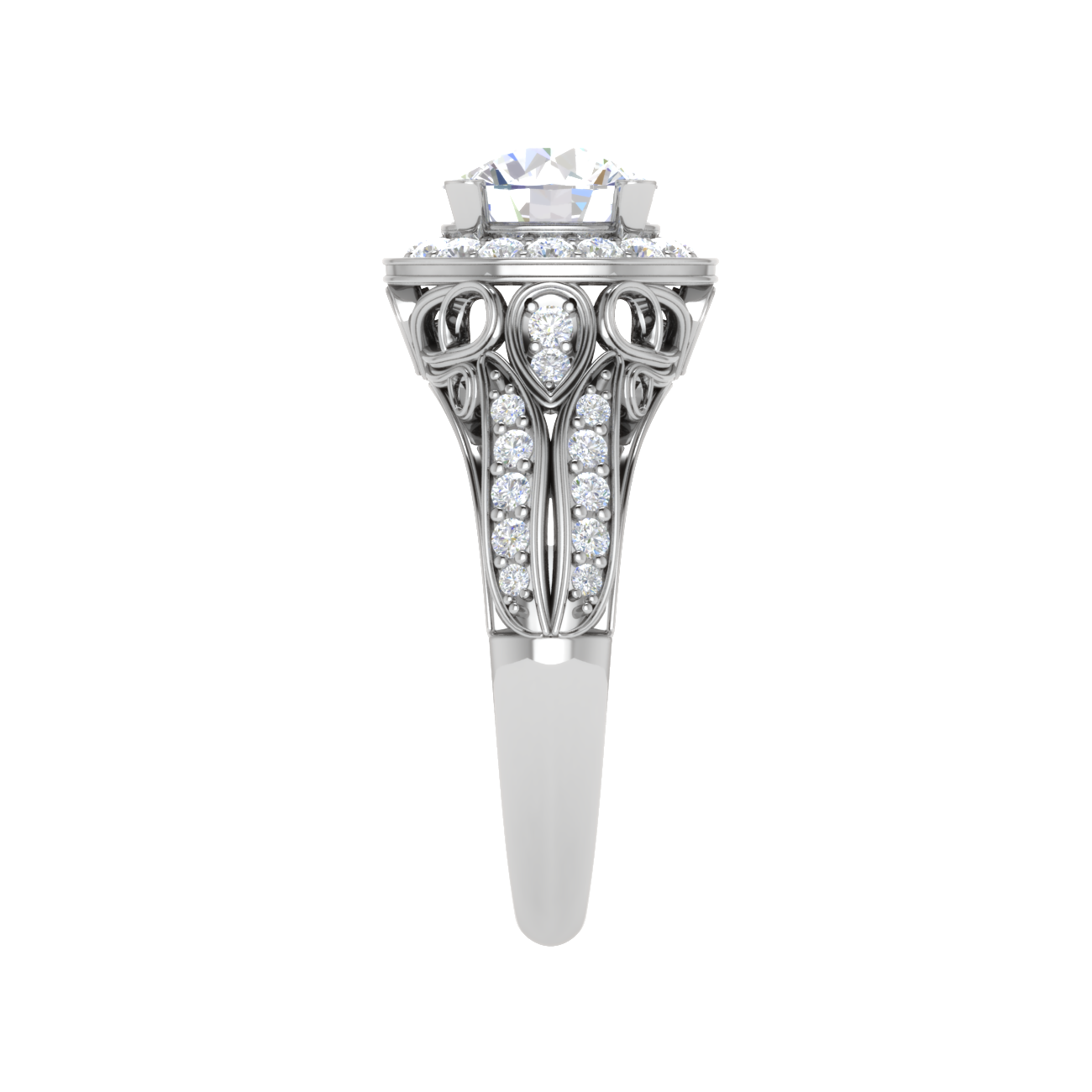 0.50cts Solitaire Halo Diamond Split Shank Platinum Ring JL PT RAR1003   Jewelove