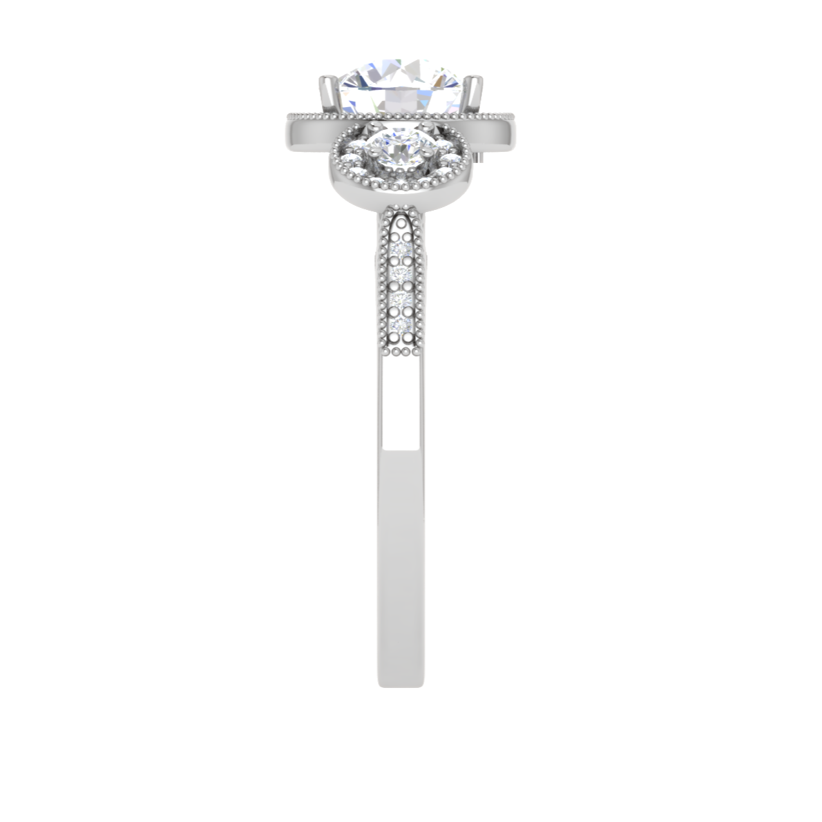 1 Carat Solitaire Halo Diamond Accents Platinum Ring JL PT R3 RD 108   Jewelove.US