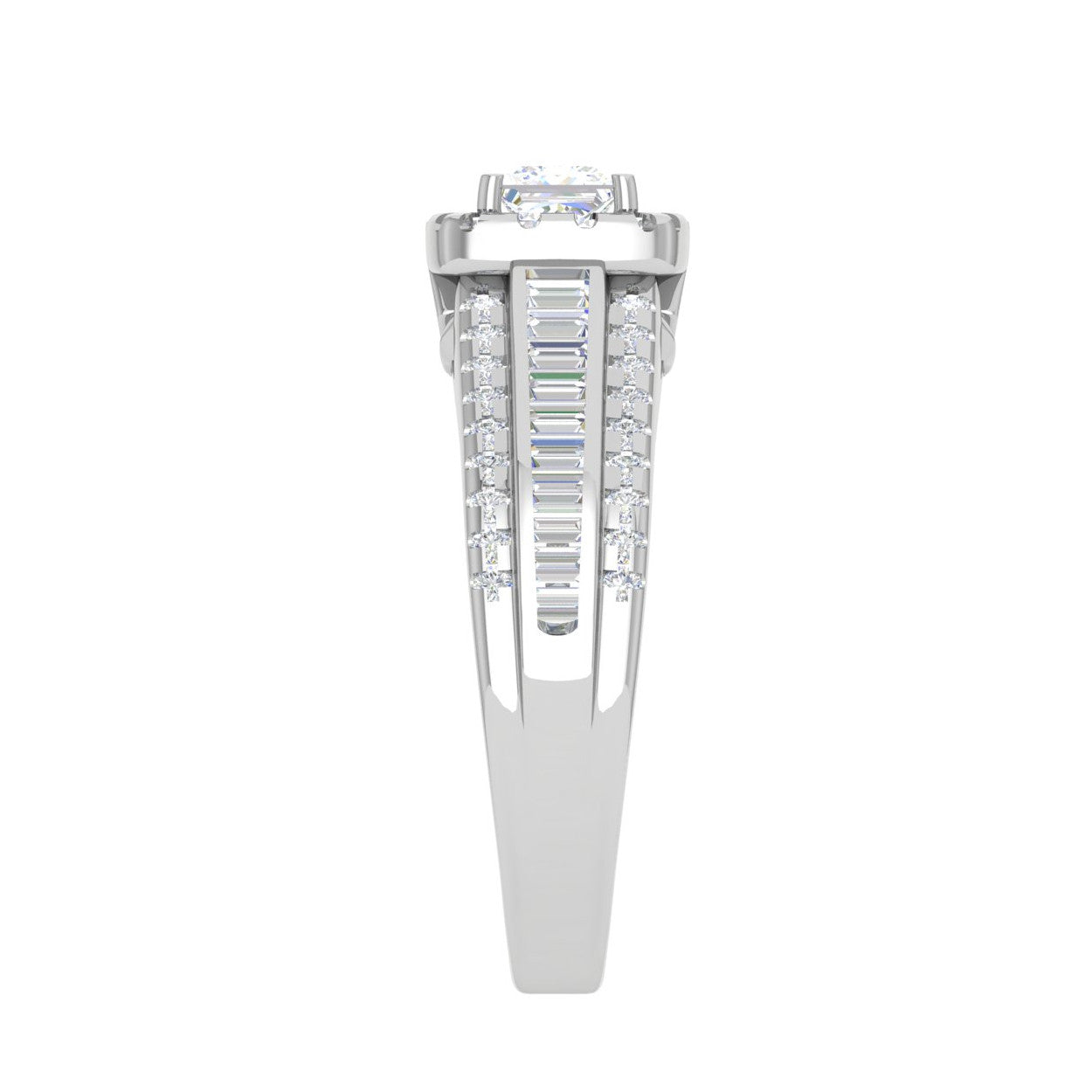 0.40 cts Princess Cut Solitaire Halo Diamond Split Shank Platinum Ring JL PT RH RD WB5998E   Jewelove.US