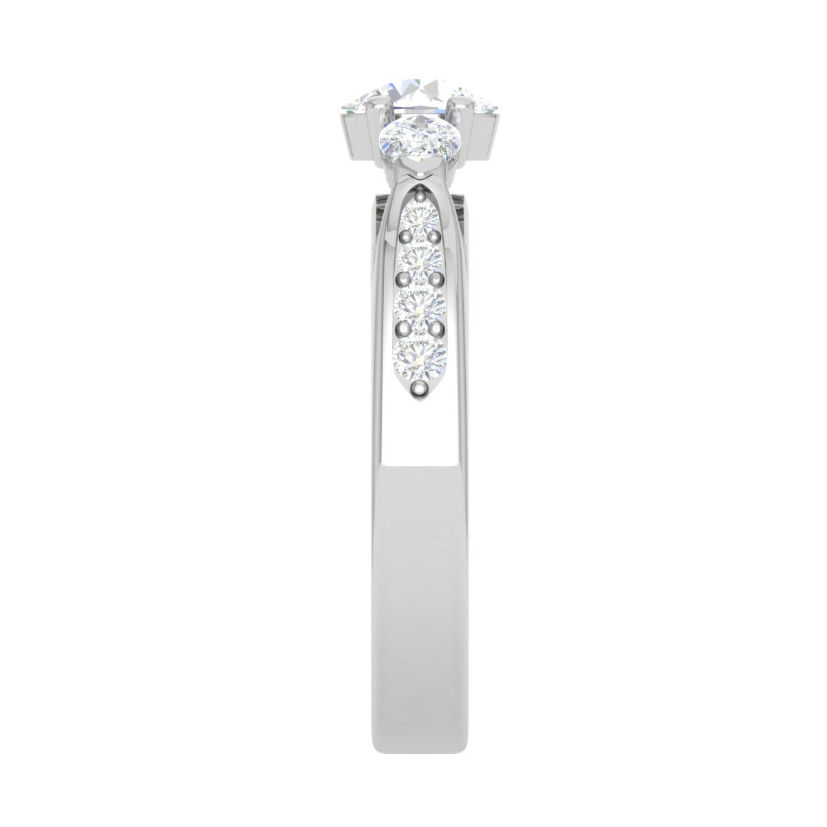 0.70 cts Solitaire with Pear Cut Diamond Accents Platinum Ring JL PT R3 RD 102   Jewelove.US