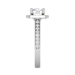 0.70 cts Solitaire Square Halo Diamond Shank Platinum Ring JL PT RH RD 146   Jewelove.US