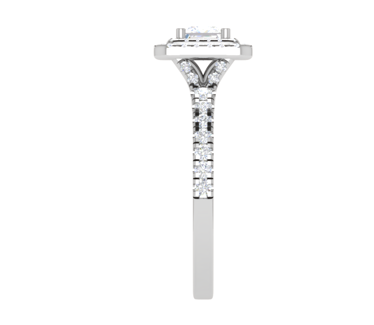 0.50 cts Princess Cut Solitaire Double Square Halo Shank Platinum Ring JL PT RH PR 241   Jewelove.US