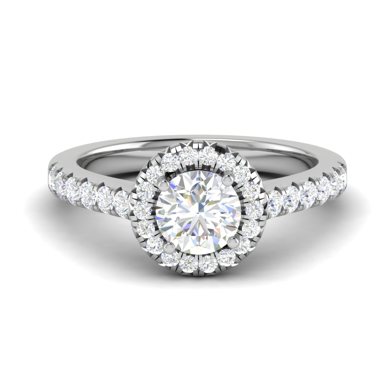 0.70cts Solitaire Halo Diamond Shank Platinum Diamond Ring JL PT RH RD 161   Jewelove.US