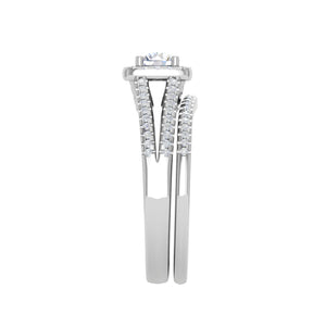 0.30 cts Solitaire Square Halo Diamond Split Shank Platinum Ring JL PT MHD278   Jewelove.US