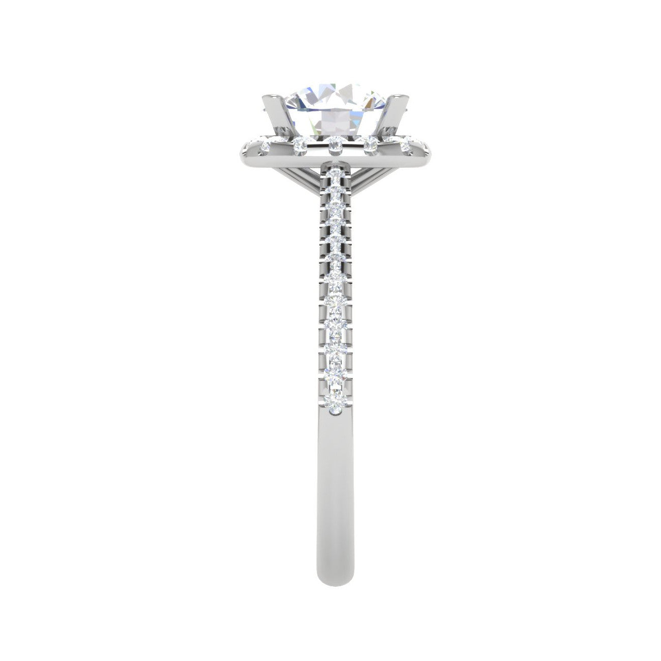 0.50ts Solitaire Halo Diamond Shank Platinum Ring JL PT REHS1480-A   Jewelove.US