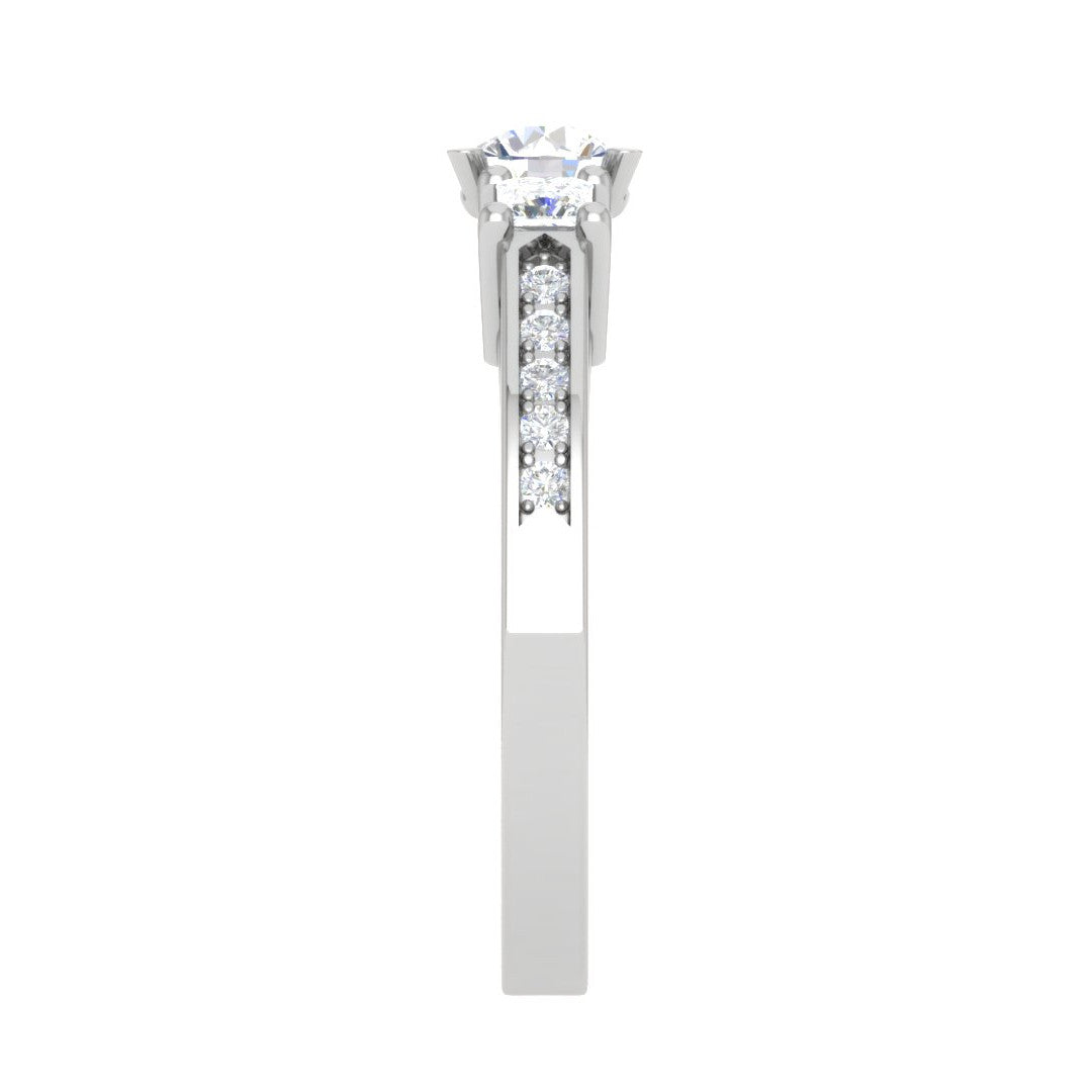 0.70 cts Solitaire Shank Platinum Ring with 2 Princess Cut Side Diamond JL PT R3 RD 103   Jewelove.US