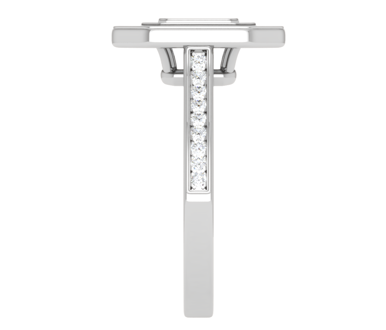 0.50cts Emerald Cut Solitaire Double Halo Diamonds Shank Platinum Ring JL PT RH EM 248   Jewelove.US