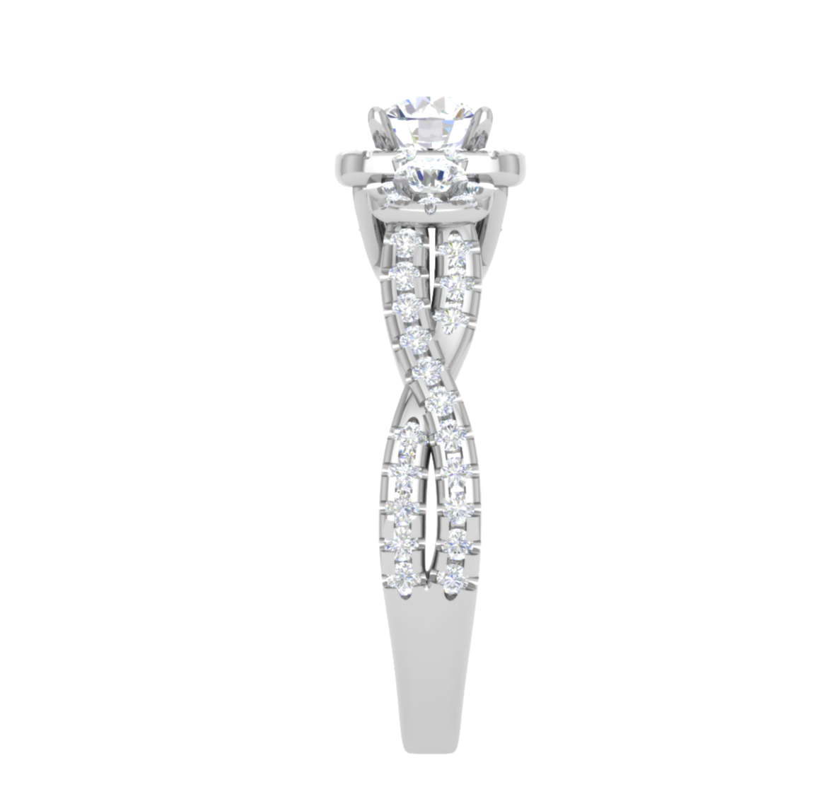 0.50 cts Solitaire Square Halo Twisted Shank Platinum Ring JL PT R3 RD 172   Jewelove.US