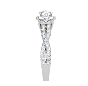 0.50 cts Solitaire Square Halo Twisted Shank Platinum Ring JL PT R3 RD 172   Jewelove.US