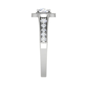 0.50 cts Solitaire Halo Diamond Shank Platinum Ring JL PT RH RD 202   Jewelove.US